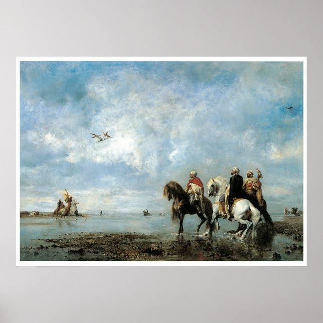 The Heron Hunt (Algerien), 1865 Eugene Fromentin Poster (Vorne)