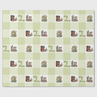 The & Hers Cowboy & Cowgirl Boots Wrapping Paper Geschenkpapier