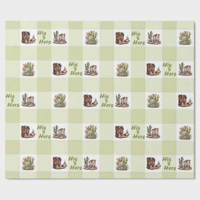 The & Hers Cowboy & Cowgirl Boots Wrapping Paper Geschenkpapier (Flach)