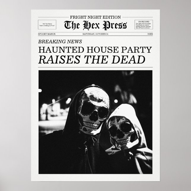 The Hex Press Newspaper Haunted House Party Poster (Vorne)