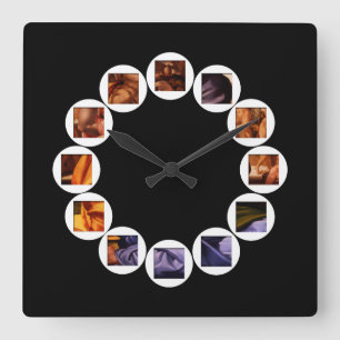 The Hidden Doni Tondo by Michelangelo Square Clock Quadratische Wanduhr