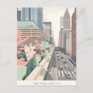 The High Line NYC Pastell-Kunst Postkarte