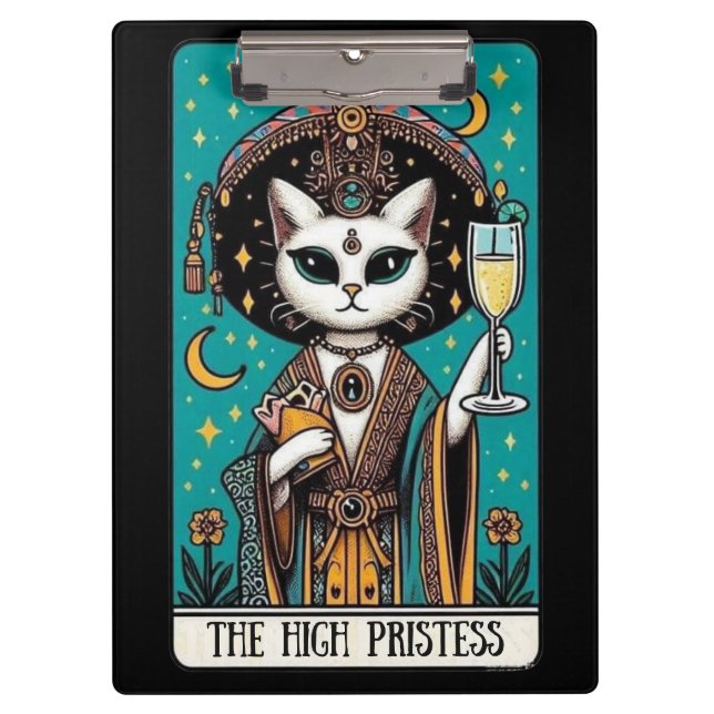 The High Priestess Tarot Cat | Mystical Witchy Klemmbrett (Vorderseite)