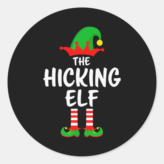 The Hiking Elf Matching Family Christmas  Runder Aufkleber (Vorderseite)