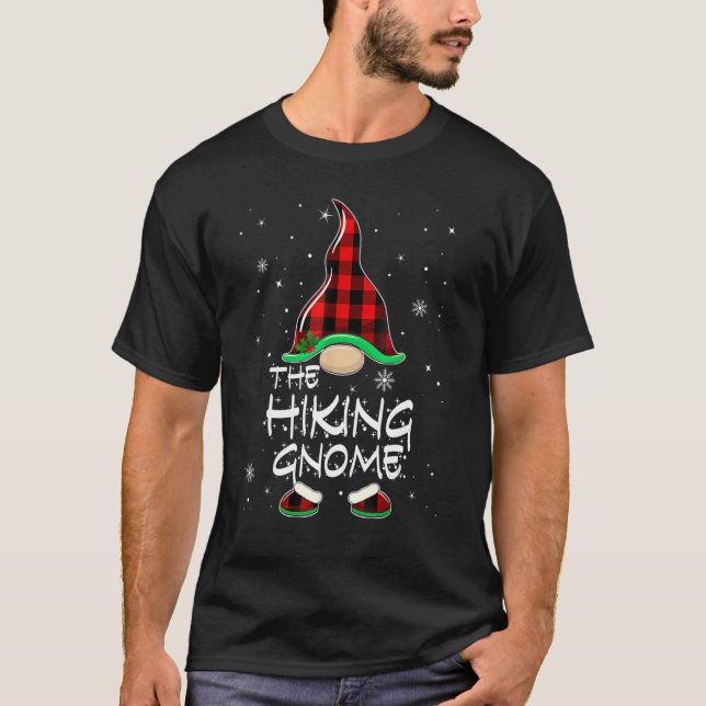 The Hiking Gnome Red Buffalo Plaid Christmas Pajam T-Shirt (Vorderseite)