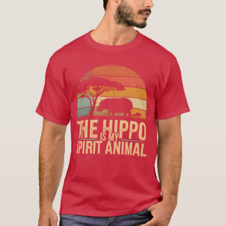 The Hippo Is My Spirit Animal Retro Sunset vintage T-Shirt