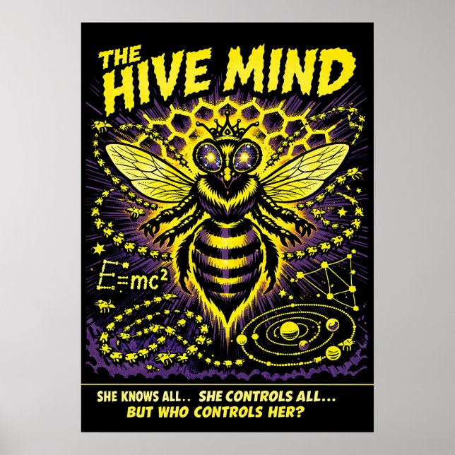 The Hive Mind Sci-Fi Queen Bee Art Poster (Vorne)