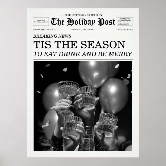 The Holiday Post Newspaper Tis The Season Party Poster (Vorne)