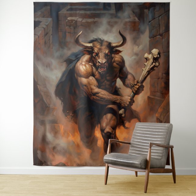 The Hulking Minotaur of the Labyrinth Wandteppich (Beispiel)