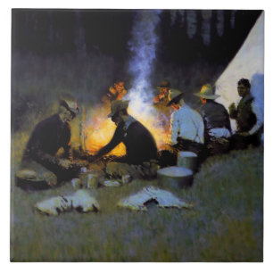 "The Hunter's Supper" von Frederic Remington Fliese