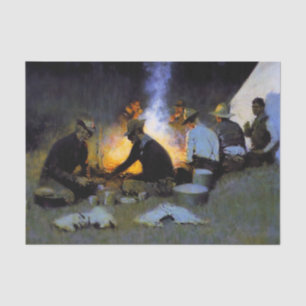 "The Hunter's Supper" von Frederic Remington Seidenpapier