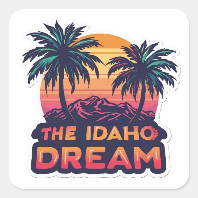 The Idaho Dream American Retro Sunset Quadratischer Aufkleber (Vorderseite)
