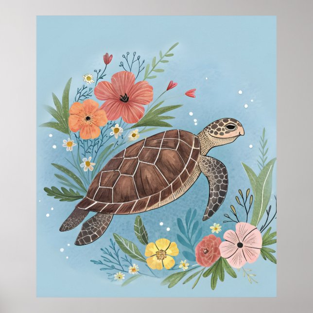 The illustration of a sea turtle poster (Vorne)