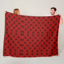 The image shows a reversible blanket with a red