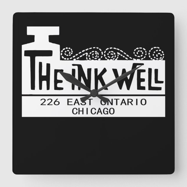 The Ink Well Nightclub, Chicago, IL Quadratische Wanduhr (Vorderseite)
