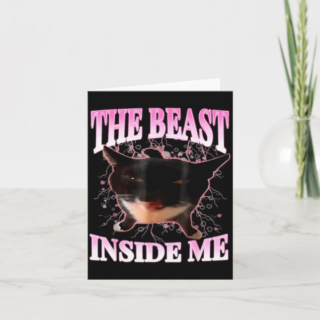 The Inside Me Funny Cat Humor Cute Silly Cat Meme  Karte (Vorderseite)