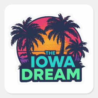 The Iowa Dream American Retro Summer Quadratischer Aufkleber