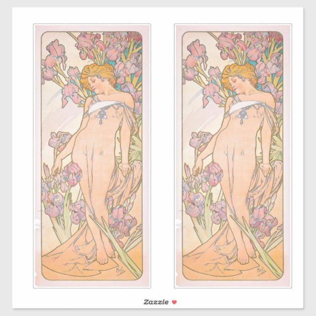 The Iris (1897) von Alphonse Mucha Aufkleber (Blatt)
