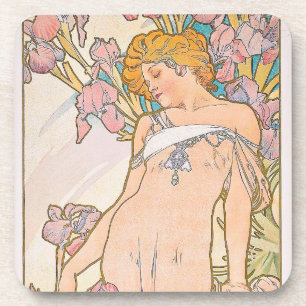 The Iris (1897) von Alphonse Mucha Getränkeuntersetzer