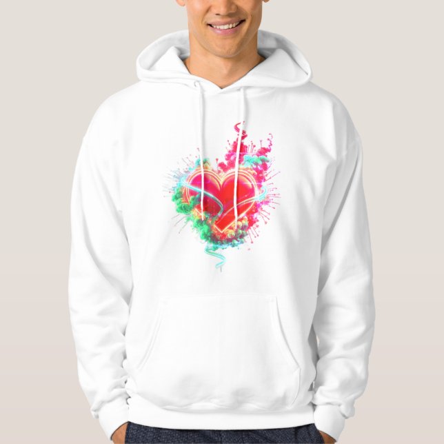 The Jaded Heart on a Cozy Long Sleeve White Hoodie (Vorderseite)