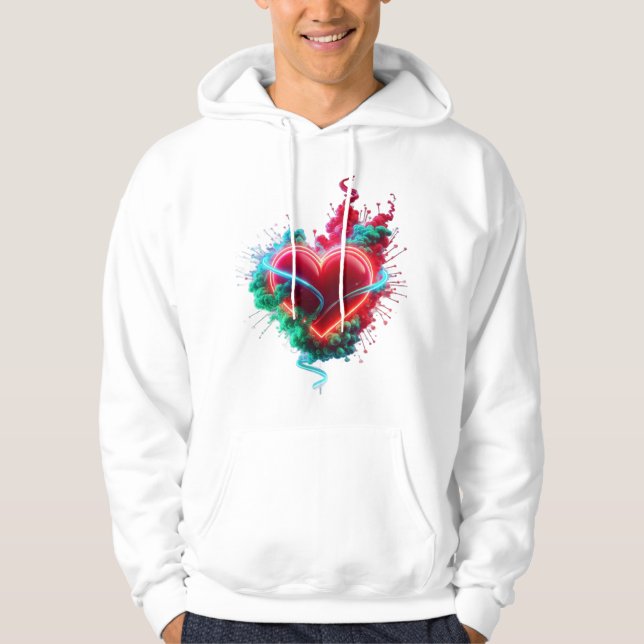 The Jaded Heart on a Long Sleeve White Hoodie (Vorderseite)