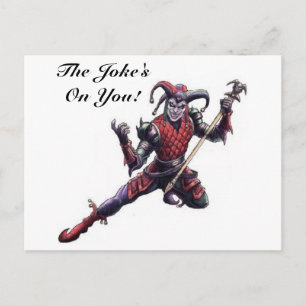 The Joke's On You Evil Jester Spirit and Staff Postkarte