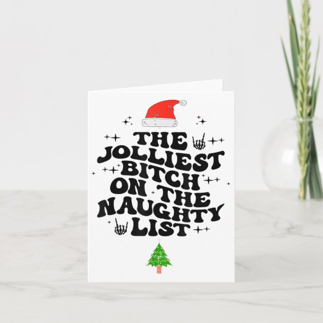 The Jolliest On The Naughty List Funny Christmas  Karte (Vorderseite)