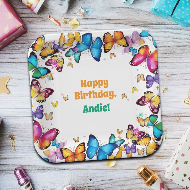 The Joy of Butterflies Birthday Party Pappteller (Von Creator hochgeladen)