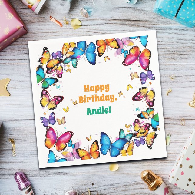 The Joy of Butterflies Birthday Party Serviette (Von Creator hochgeladen)