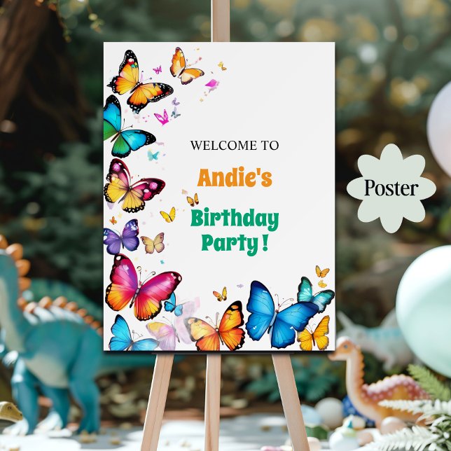 The Joy of Butterflies Birthday Party Welcome Poster (Von Creator hochgeladen)