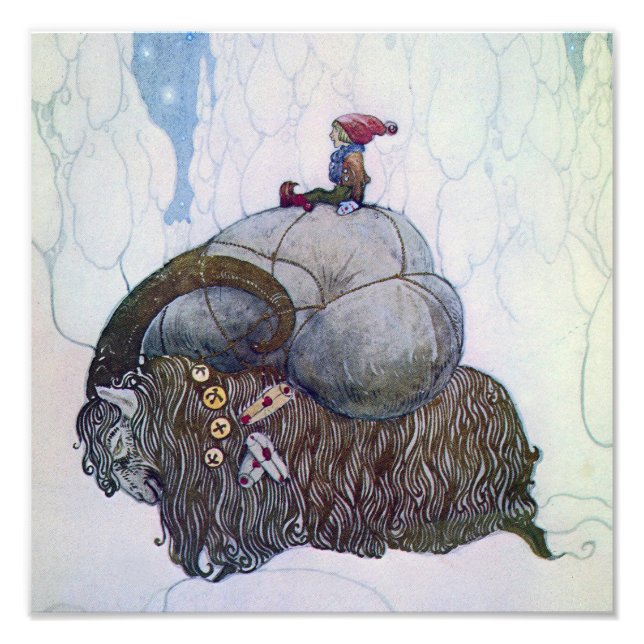 "The Julbock" Weihnachtsziege von John Bauer Fotodruck (Vorne)