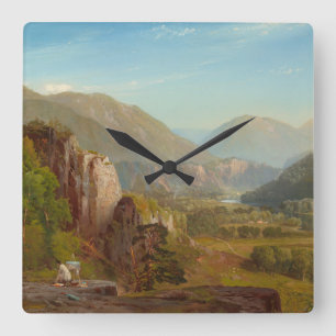 The Juniata River, Pennsylvania by Thomas Moran Quadratische Wanduhr
