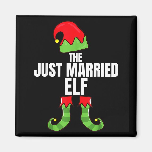 The Just Married Elf Matching Family Christmas Gro Magnet (Vorne)
