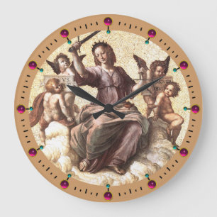 The JUSTICE Allegory Fresco von Raffaello Sanzio Große Wanduhr
