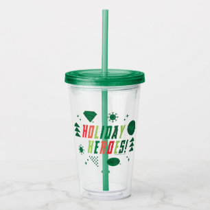 The Justice League Holiday Heroes Graphic Acryltrinkbecher