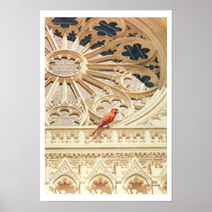 "The Kardinal" Church & Bird Watercolor Poster
