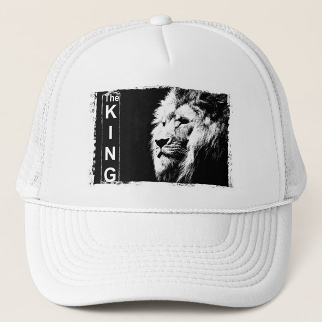 The King Modern Eleganter Pop Art Lion Kopfvorlage Truckerkappe (Vorderseite)