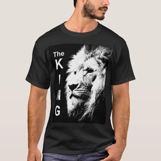 The King Modern Pop Art Lion Head Elegante Männer T-Shirt (Vorderseite)