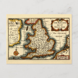 The Kingdome England Old Antiquarian Atlas Map Postkarte