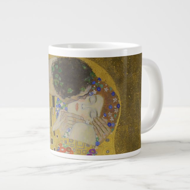 The Kiss, Art Nouveau Oil Painting, Gustav Klimt Jumbo-Tasse (Vorderseite Rechts)