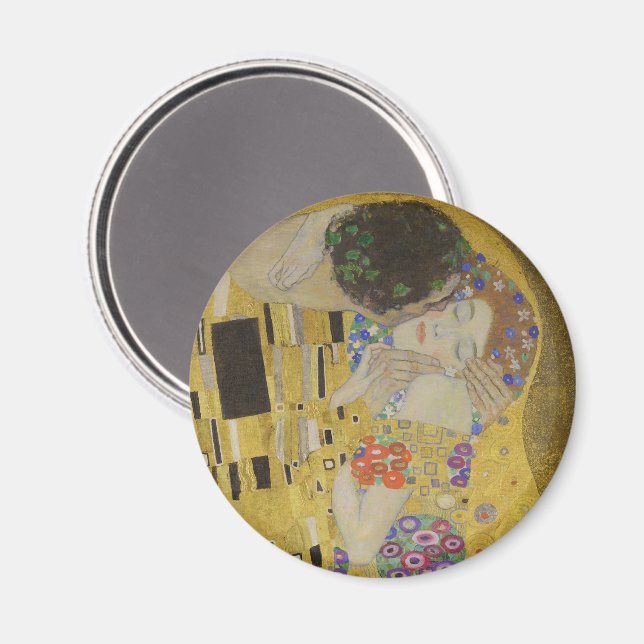 The Kiss, Art Nouveau Oil Painting, Gustav Klimt Magnet (Vorderseite/Rückseite)