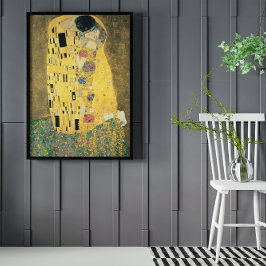 The Kiss by Gustav Klimt, Vintage Art Nouveau Poster