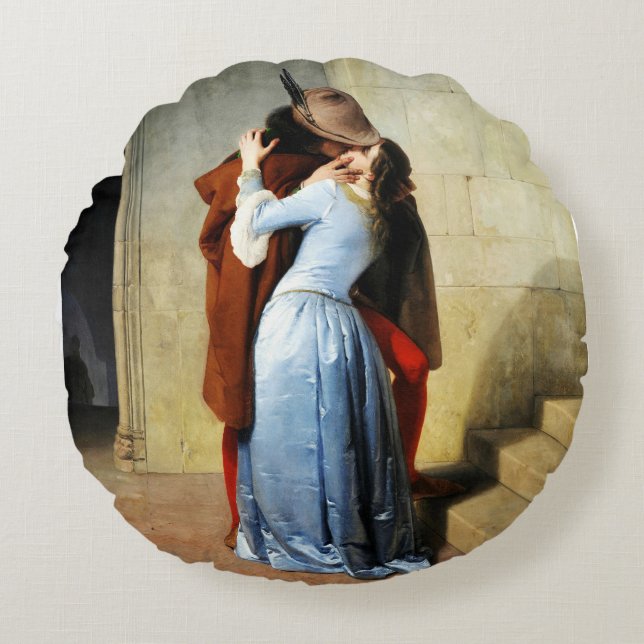 The Kiss - Francesco Hayez Il Bacio  Rundes Kissen (Vorderseite)