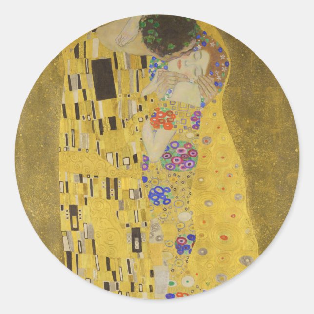 The kiss - Gustav Klimt Runder Aufkleber (Vorderseite)