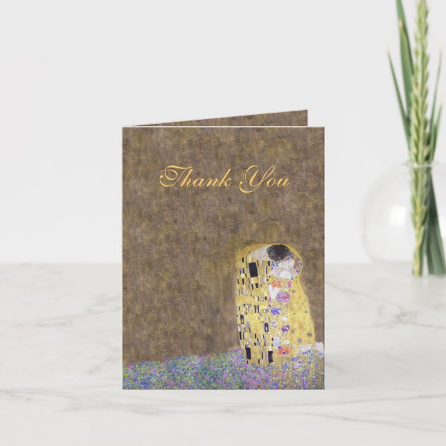 The Kiss Klimt Thank You Golden Anniversary Card Dankeskarte (Vorderseite)