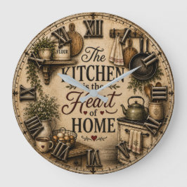 The Kitchen Is the Heart of Home Rustic Farmhouse Große Wanduhr