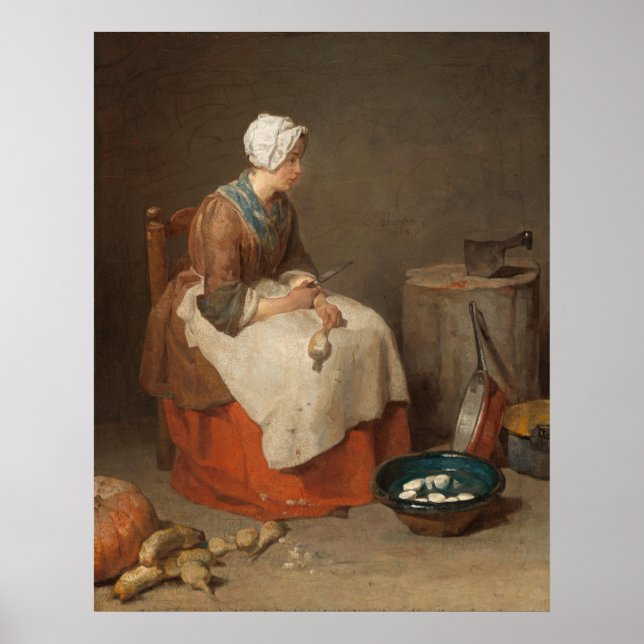The Kitchen Maid - Jean-Siméon Chardin Fine Art Poster (Vorne)