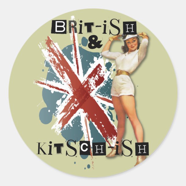 The Kitsch Bitsch : Brit-ish & Kitsch-ish-Button-U Runder Aufkleber (Vorderseite)