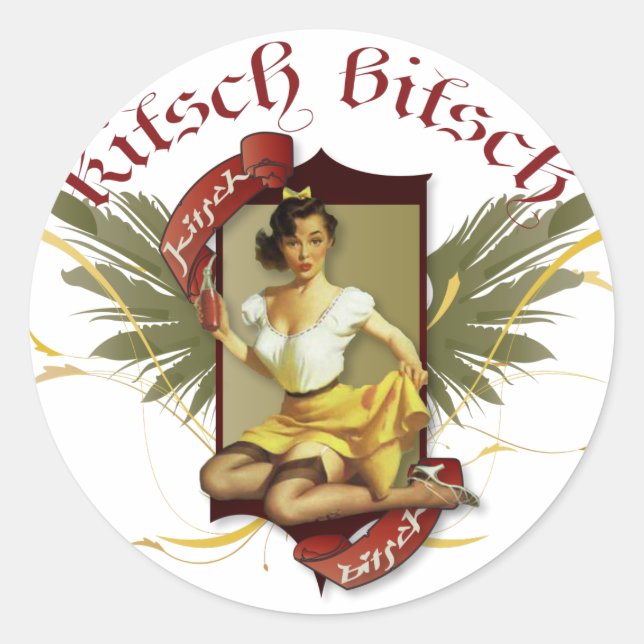 The Kitsch Bitsch : Soda Girl Retro Tattoo Button  Runder Aufkleber (Vorderseite)