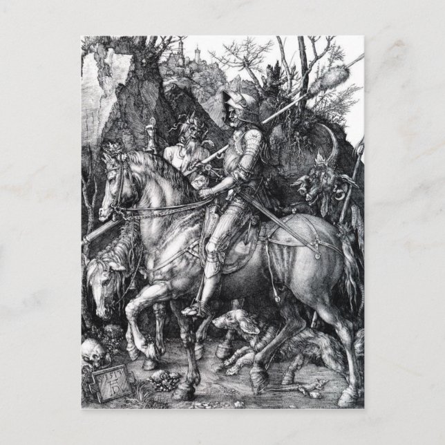 The Knight, Death and the Devil by Albrecht Durer Postkarte (Vorderseite)